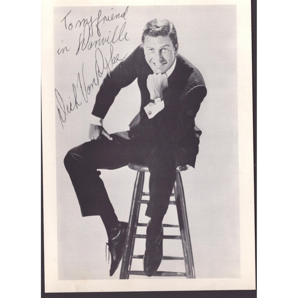 Dick Van Dyke Facsimile Autographed Photo Vintage Black White Portrait 5x7